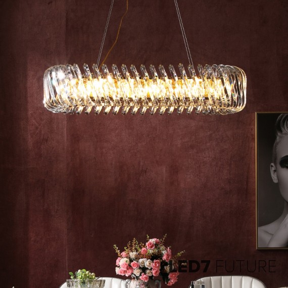 Loft Industry Modern - Spiral Glass Oval Chandelier